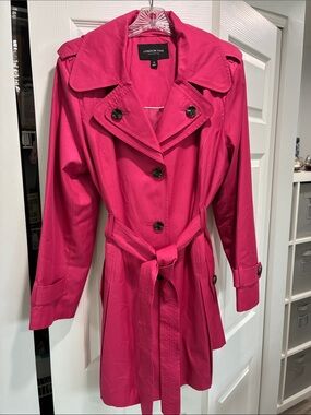 London Fog Women's Bright Pink Trench Coat